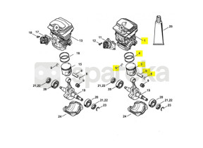 Cylindre avec piston d.42,5mm 1143-020-1205